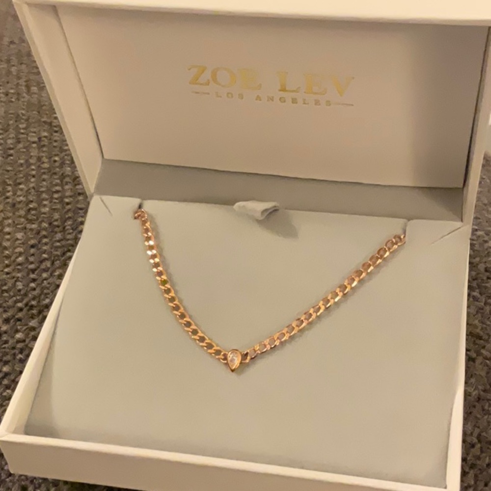 Rose Gold Cuban Link Choker Pear Diamond
